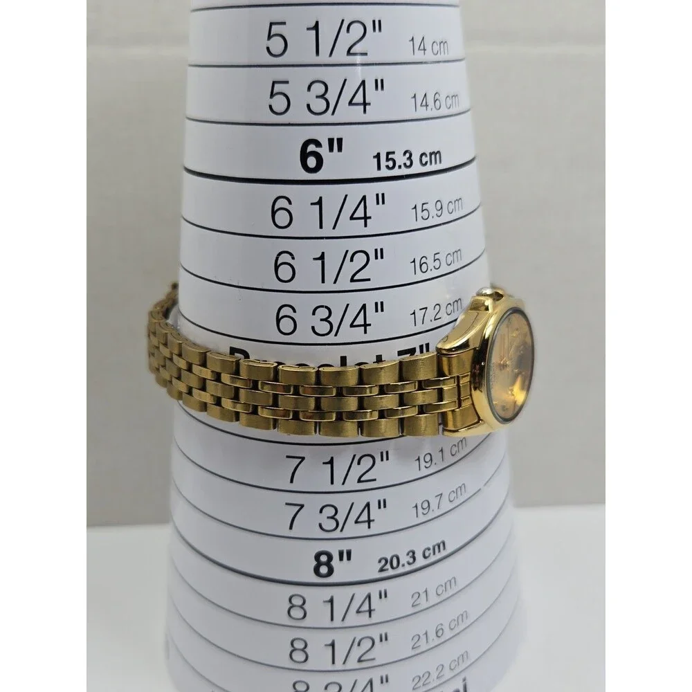 Womens Salco Gold Tone Quartz Bracelet Dress Watch Dainty Petite New Battery